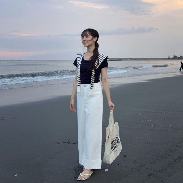 【現貨】“自訂款韓女氛圍褲” 專為小個子訂做 反折微彈牛仔褲 (2colors) #7001-04 
