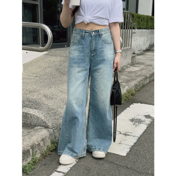 Seoul Walk 復古水洗垂感牛仔寬褲 (1colors) #R03 