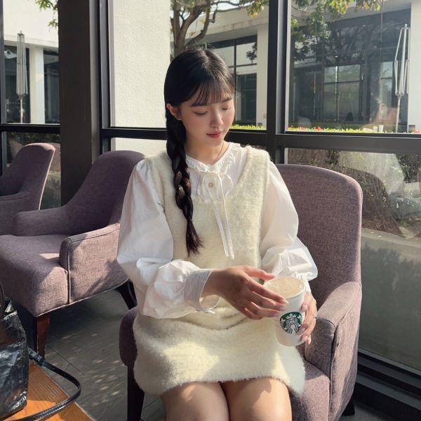 怦然心動 甜美柔軟圈圈羊毛背心洋 (2colors) #O05 