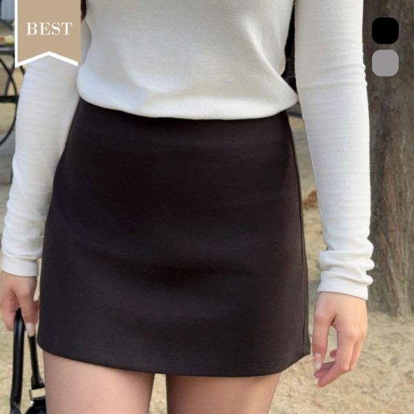 【現貨】推薦入手 高cp百搭毛呢微A字短裙 安全褲設計 (2colors) #ZG06 