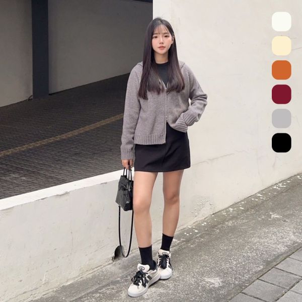 冬日疊穿手冊 連帽針織雙頭拉鍊外套 (6colors) #I07 