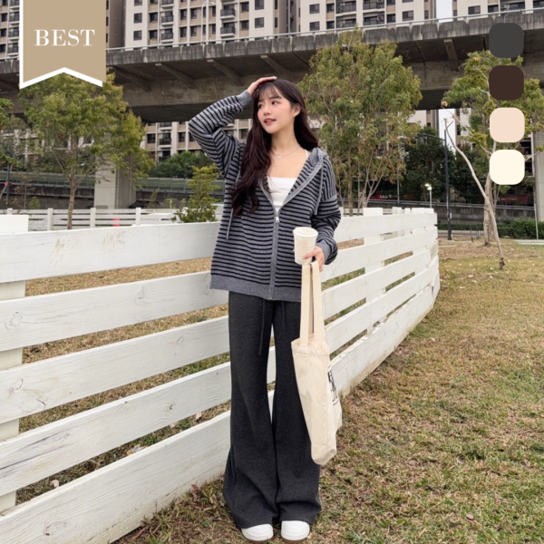 【現貨】博主的日常 顯瘦舒適百搭微絨感喇叭休閒褲 (4colors) #ZI02 