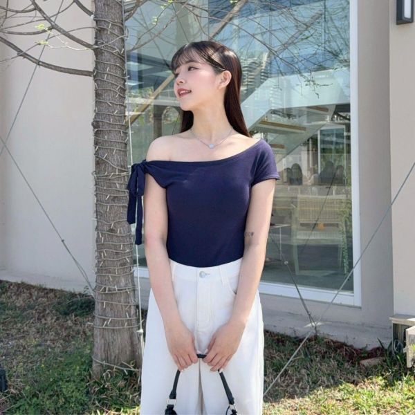 溫柔訊號 氣質斜肩可拆式綁帶Bra Top (4colors) #ZJ02 