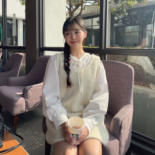 怦然心動 甜美柔軟圈圈羊毛背心洋 (2colors) #O05 