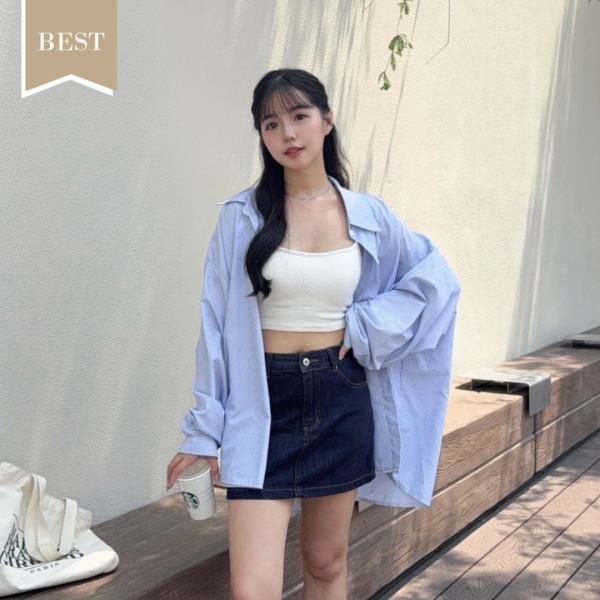 【現貨】丹寧日記 終於遇見好版型深藍刷色牛仔短裙 安全褲設計 (1colors) #Z12 