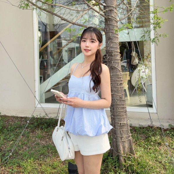 夏日泡泡糖 甜美花苞可調節肩帶背心 (3colors) #ZM10 
