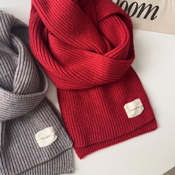 秋冬氛圍感拿捏住了 柔軟厚實針織小標圍巾 (2colors) #J06 