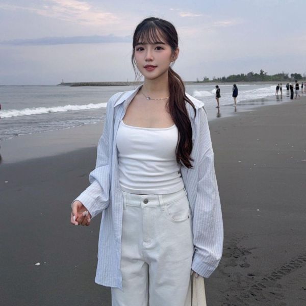 【貨在途中】半夏海鹽 輕盈透膚清爽條紋防曬襯衫 (1colors) #83006 