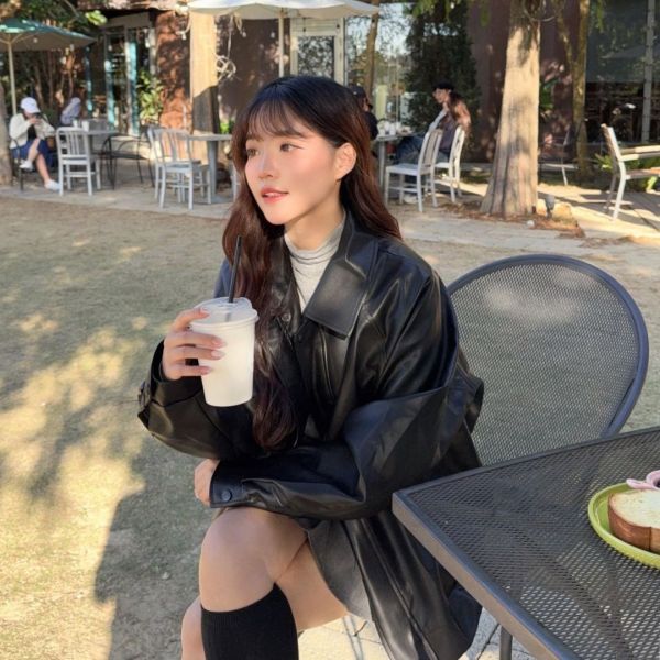 皮革手冊 百搭柔軟皮質翻領皮外套 (2colors) #ZE09 