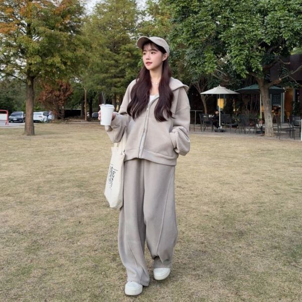 泰迪茸茸 舒服到不想脫下來的溫暖休閒套裝 (2colors) #ZE03 