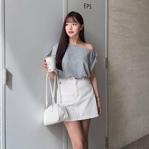 【現貨】半夏輕語 激推超顯瘦百搭扭結斜肩Tee (3colors) #X03 