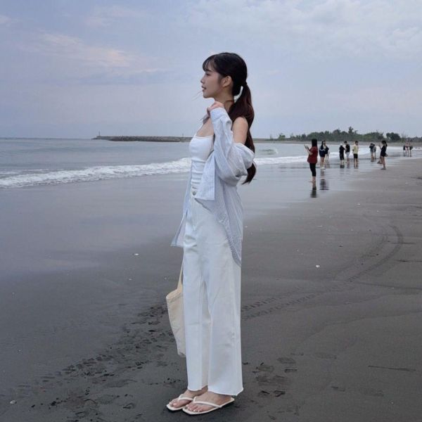 【貨在途中】半夏海鹽 輕盈透膚清爽條紋防曬襯衫 (1colors) #83006 