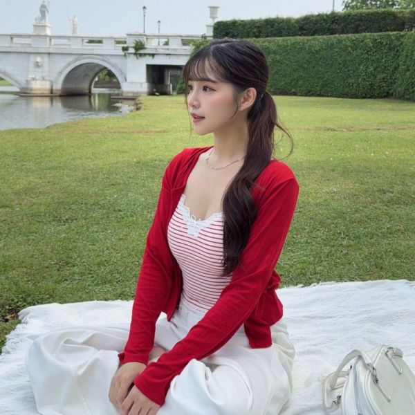 【現貨】微甜白茶 甜美蕾絲蝴蝶結Bra背心 (5colors) #1148 