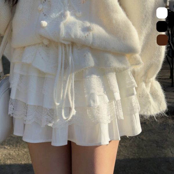 香緹層層 甜美蕾絲蛋糕短裙 (3colors) #ZF05 