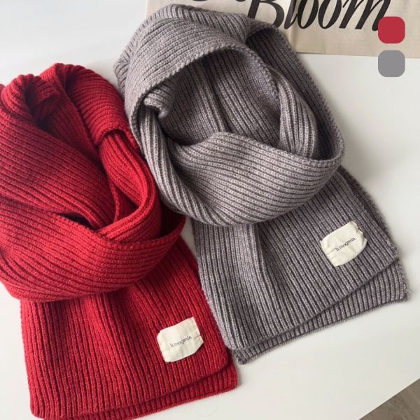 秋冬氛圍感拿捏住了 柔軟厚實針織小標圍巾 (2colors) #J06 