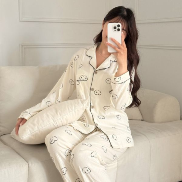 【現貨】棉花糖小狗 包色不心痛雲朵棉超舒適睡衣set (2colors) #ZC11 