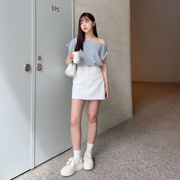 【現貨】半夏輕語 激推超顯瘦百搭扭結斜肩Tee (3colors) #X03 