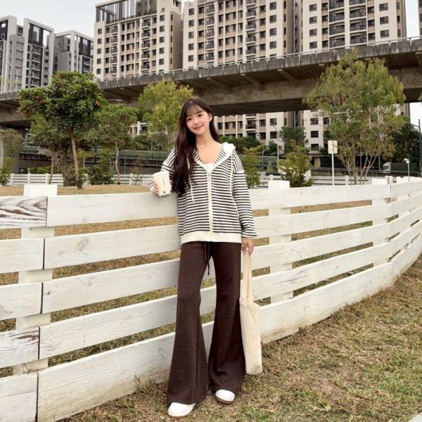 【現貨】條紋控必收 日常百搭條紋針織連帽外套 (3colors) #ZI01 