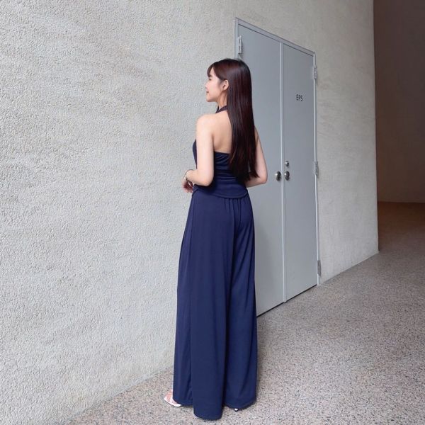 漫調格律 削肩掛脖舒適顯瘦莫戴爾套裝Set (2colors) #Y15 