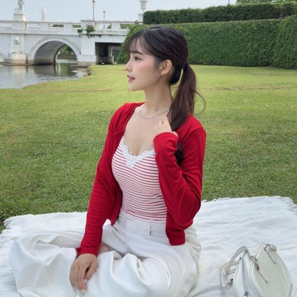 【現貨】微甜白茶 甜美蕾絲蝴蝶結Bra背心 (5colors) #1148 
