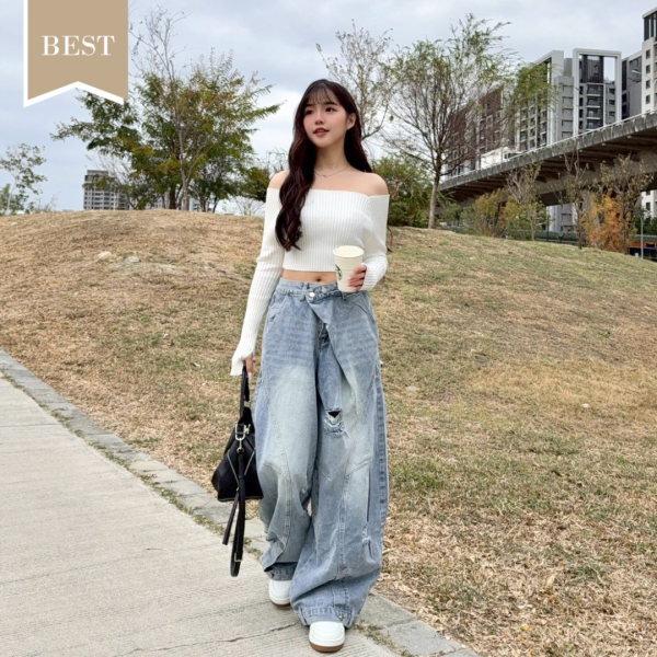 【現貨】街頭Slay 重工設計感個性刷破牛仔褲 (1colors) #ZI05 