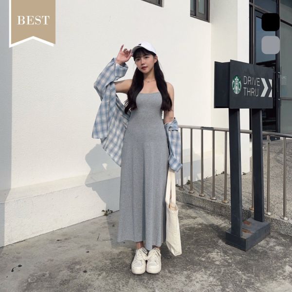 Léa Dress 自留百搭細肩連身長裙 (2colors) #R06 