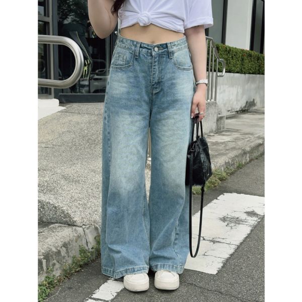 Seoul Walk 復古水洗垂感牛仔寬褲 (1colors) #R03 