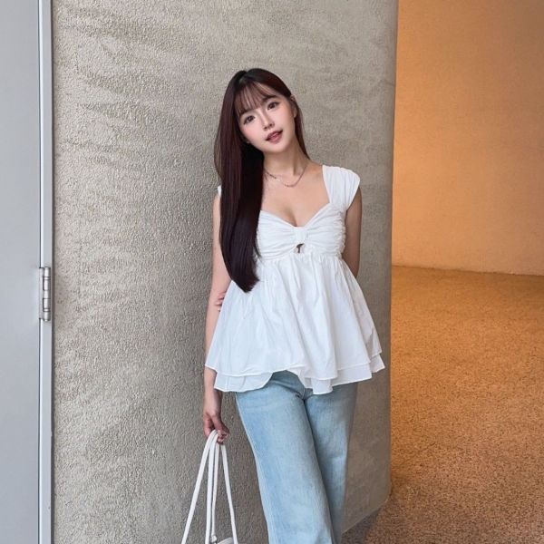 鮮奶油蛋糕 純慾桃心領遮副乳背心 (1colors) #Y05 