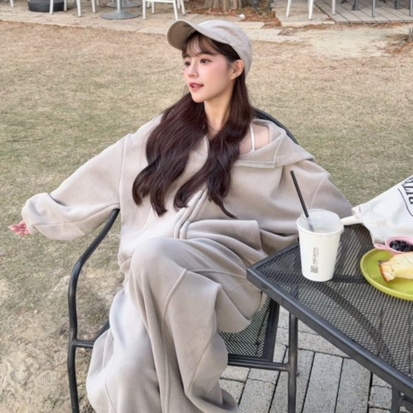 泰迪茸茸 舒服到不想脫下來的溫暖休閒套裝 (2colors) #ZE03 