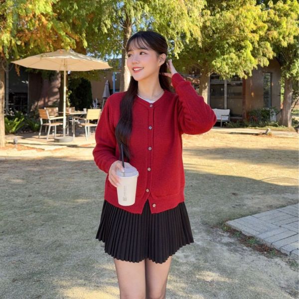 午後自修室 毛呢顯瘦A字百褶短裙 安全褲設計 (2colors) #ZF03 