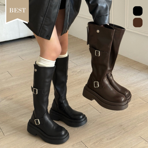 【現貨】百搭激推 爆走不累腳顯瘦厚底長靴 (2colors) #ZH03 