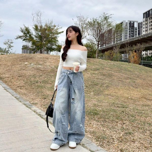 【現貨】街頭Slay 重工設計感個性刷破牛仔褲 (1colors) #ZI05 