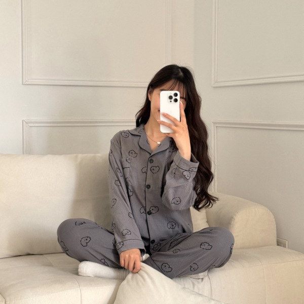 【現貨】棉花糖小狗 包色不心痛雲朵棉超舒適睡衣set (2colors) #ZC11 