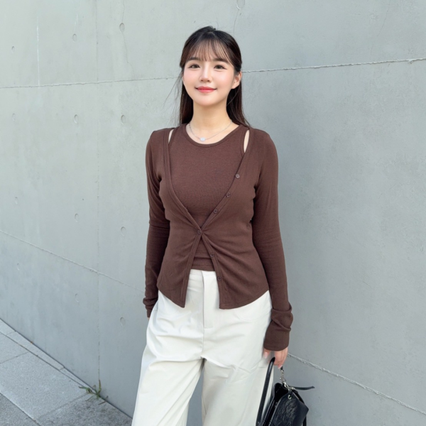 懶人bi備 好版型舒適百搭真兩件套set (2colors) #ZB03 