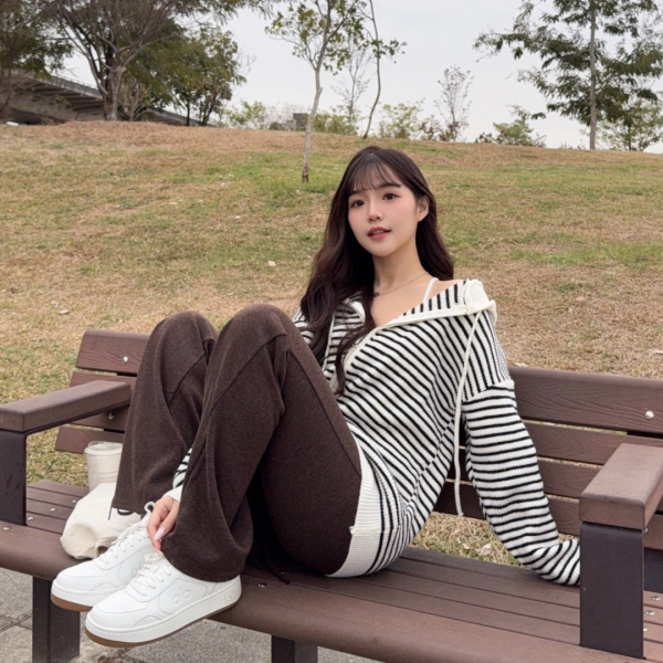 【現貨】條紋控必收 日常百搭條紋針織連帽外套 (3colors) #ZI01 