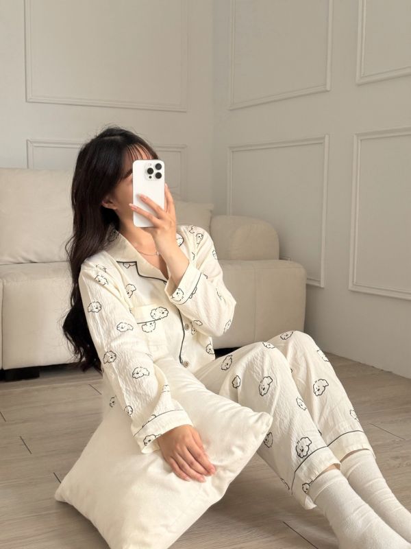 【現貨】棉花糖小狗 包色不心痛雲朵棉超舒適睡衣set (2colors) #ZC11 