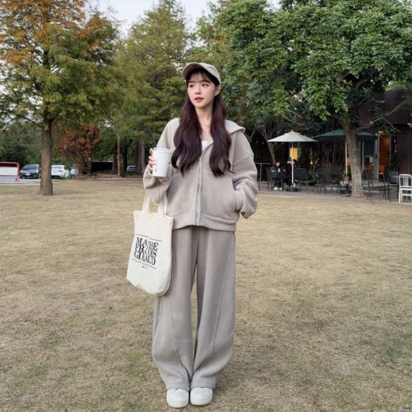 泰迪茸茸 舒服到不想脫下來的溫暖休閒套裝 (2colors) #ZE03 