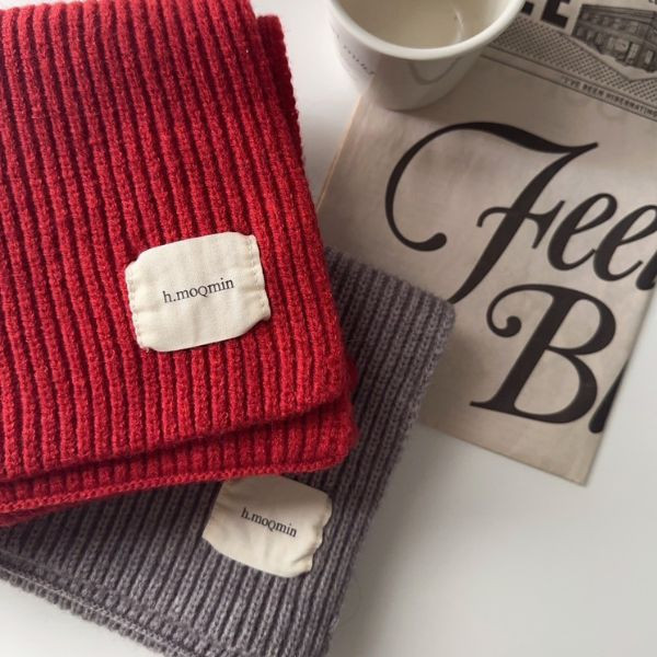 秋冬氛圍感拿捏住了 柔軟厚實針織小標圍巾 (2colors) #J06 