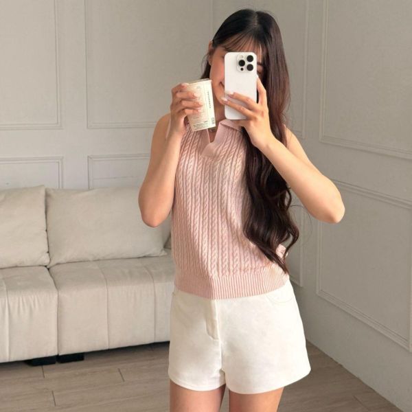 老錢定律 經典polo領透氣麻花遮副乳背心 (2colors) #5266 