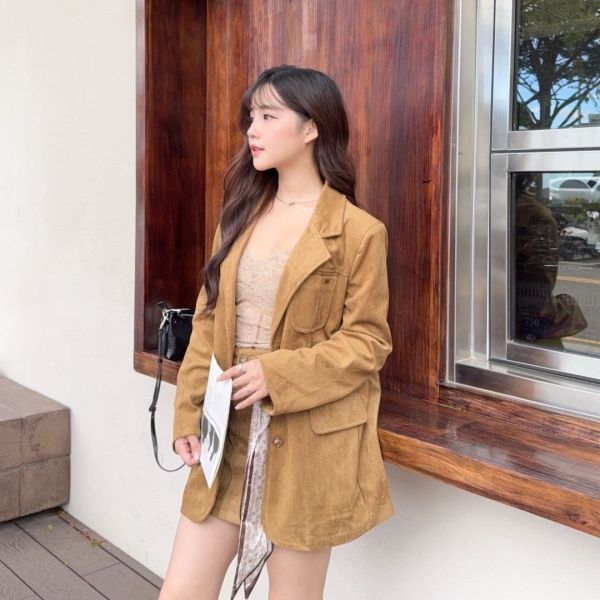 巴黎棕調 都會法式高級感麂皮set (1colors) #ZD06 