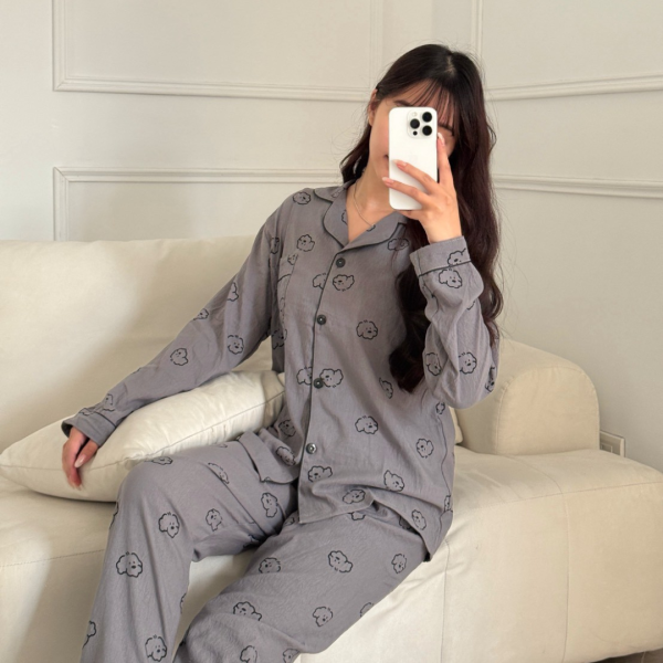 【現貨】棉花糖小狗 包色不心痛雲朵棉超舒適睡衣set (2colors) #ZC11 