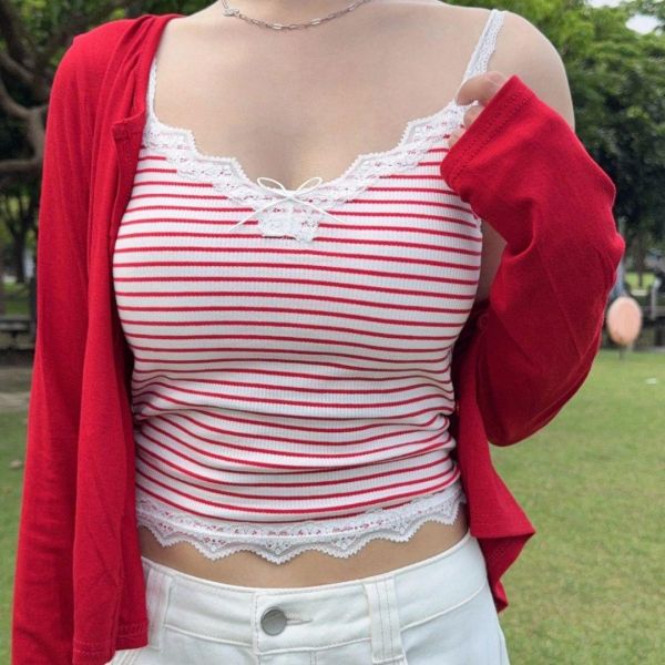 【現貨】微甜白茶 甜美蕾絲蝴蝶結Bra背心 (5colors) #1148 