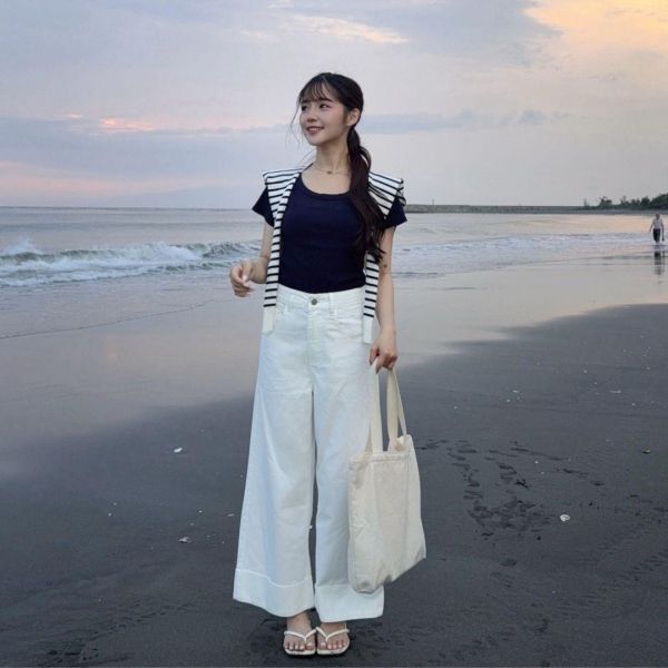 【現貨】“自訂款韓女氛圍褲” 專為小個子訂做 反折微彈牛仔褲 (2colors) #7001-04 