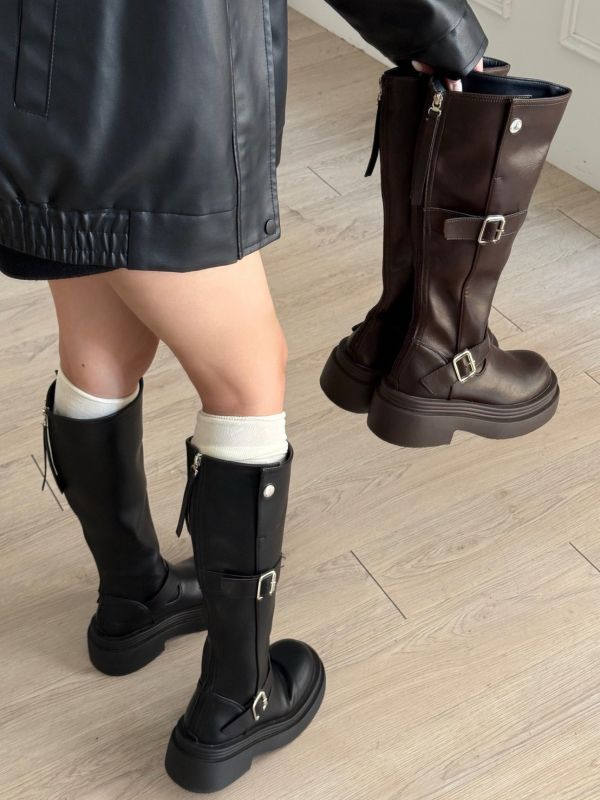 【現貨】百搭激推 爆走不累腳顯瘦厚底長靴 (2colors) #ZH03 