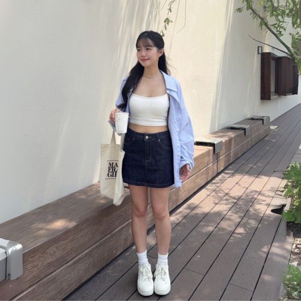 【現貨】丹寧日記 終於遇見好版型深藍刷色牛仔短裙 安全褲設計 (1colors) #Z12 