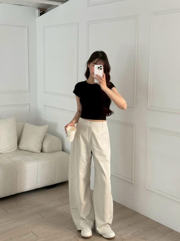 【現貨】“限量無壓工裝褲” 利用立體剪裁達到修飾效果 微弧度剪裁 (2colors) #GH16C1309-03 