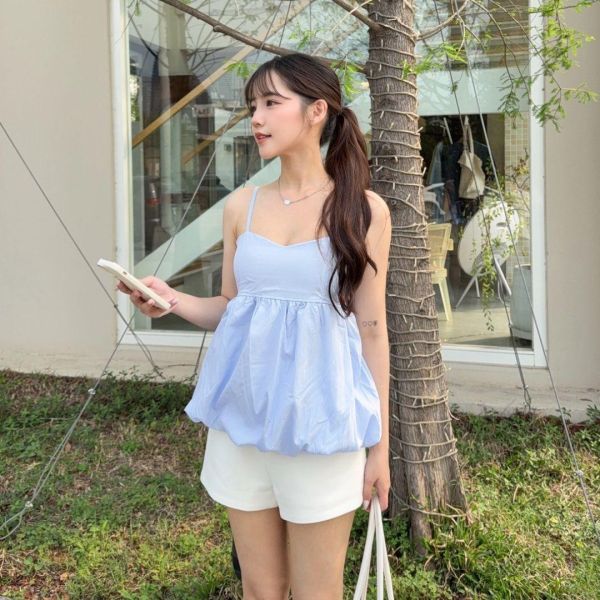 夏日泡泡糖 甜美花苞可調節肩帶背心 (3colors) #ZM10 