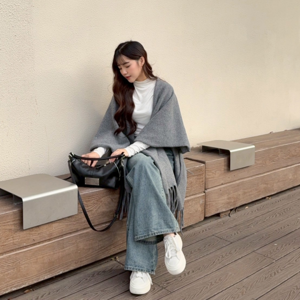 冬日來信 高級感氛圍百搭流蘇斗篷披肩 (3colors) #ZH09 