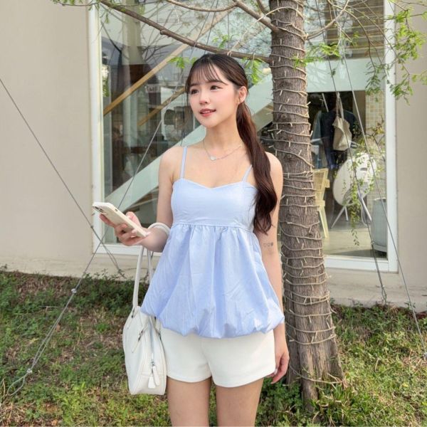 夏日泡泡糖 甜美花苞可調節肩帶背心 (3colors) #ZM10 