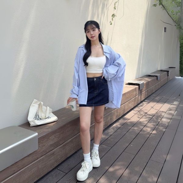 【現貨】丹寧日記 終於遇見好版型深藍刷色牛仔短裙 安全褲設計 (1colors) #Z12 